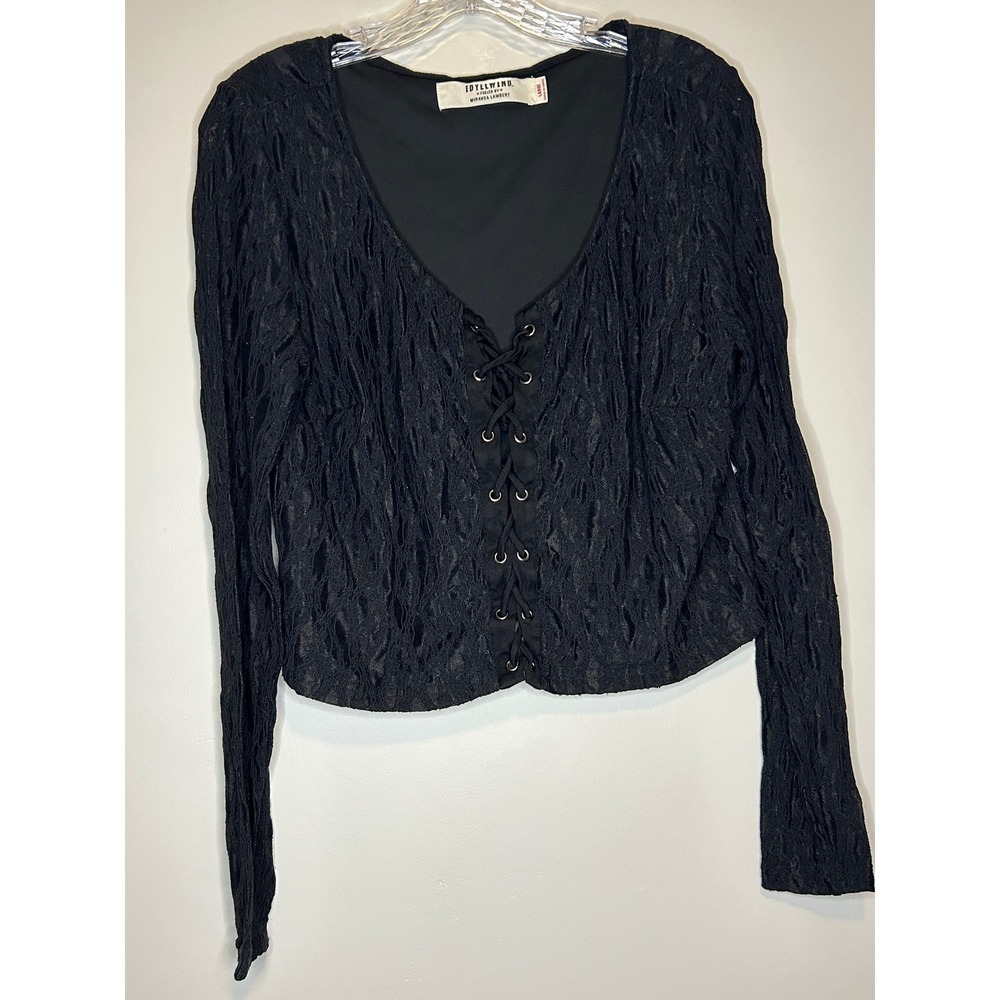 Idyllwind Miranda‎ Lambert Black Lace Up Grommet Long Sleeve Crop Top Large